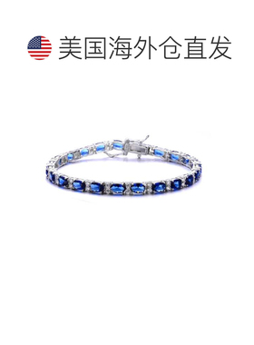 自营GENEVIVE 纯银蓝宝石立方氧化锆网球手链 - 蓝色 美国奥莱直