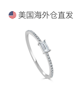 自营sabrina14K White Gold Diamond Baguette Band - white gold