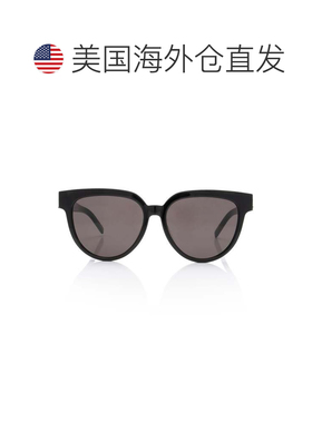 自营Saint Laurent Round Logo Sunglasses - black 美国奥莱直发