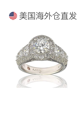 自营 Suzy Levian 新娘纯银白色立方氧化锆订婚戒指 - 白色 美国