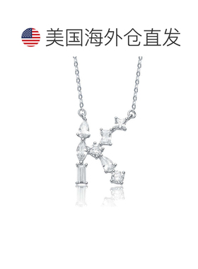 自营geneviveSterling Silver White Gold Plated with Clear Cub