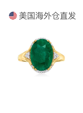 自营Ross-Simons 18kt 金镶钻祖母绿戒指 绿色 美国奥莱直发