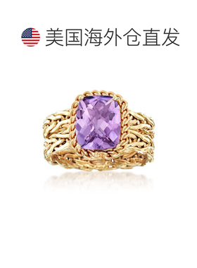 自营 Ross-Simons 14 克拉黄金紫水晶编织戒指 - 紫色 美国奥莱直