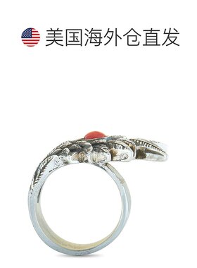 自营King Baby Raven Wing 纯银和珊瑚凸圆形戒指 - 多色 【美国