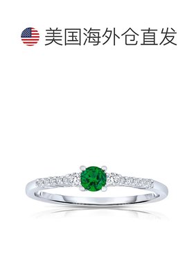 自营 GENEVIVE 纯银祖母绿立方氧化锆订婚戒指 绿色 美国奥莱直发