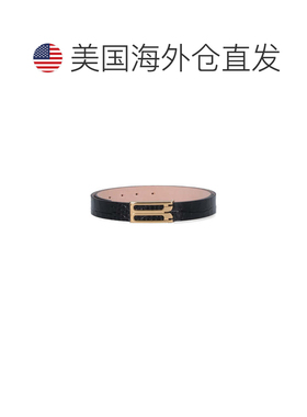 自营victoria beckham黑色大框鳄鱼纹压花皮腰带-黑色 美国奥莱