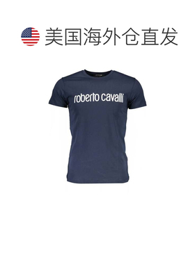 自营Roberto Cavalli Cotton Men's T-Shirt - blue 美国奥莱直发
