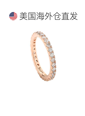 自营Suzy Levian Rose 纯银薄白色方晶锆石永恒戒指 - 粉红色 美
