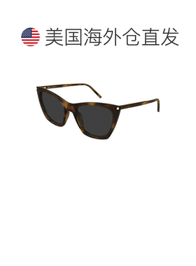 自营saint laurentSl 214 Kate薄金属龟形超大猫眼太阳镜-灰色 美