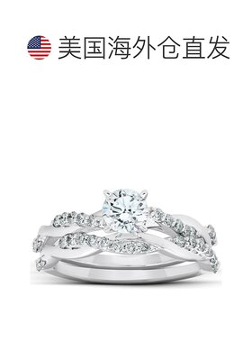 自营 pompeii33/4 克拉钻石无限订婚戒指套装 14k 白金机加工编织