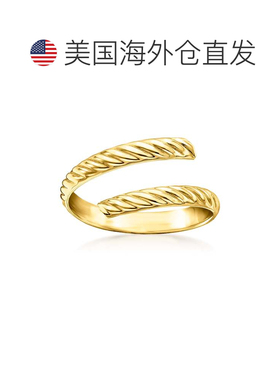 自营Ross-Simons 意大利 14kt 黄金罗纹旁路戒指 - 黄色 美国奥莱