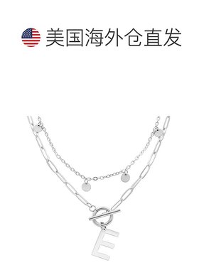 自营adornia抗锈镀银五彩纸屑和回形针分层字母开关项链 - silver