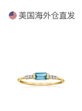 自营 RS Pure by Ross-Simons 伦敦蓝色托帕石戒指，镶有 14kt 黄