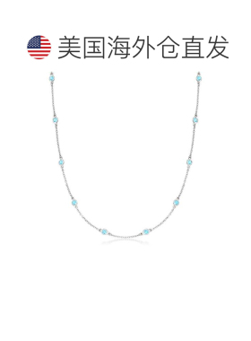 自营Ross-Simons 镶边瑞士蓝色托帕石纯银项链 - 18 英寸 美国奥