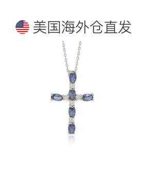 自营Suzy Levian 纯银蓝宝石和钻石口音十字吊坠 - 蓝色 美国奥莱