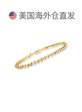 自营Ross-Simons 14kt 黄金双杆链式手链 - 7 英寸 美国奥莱直发