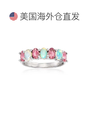 自营ross-simonsRoss Simons蛋白石和粉红色碧玺纯银戒指-白色 美