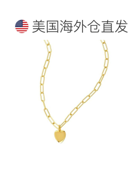 自营Adornia 25 英寸心形吊饰回形针链项链金色 - 黄色 美国奥莱