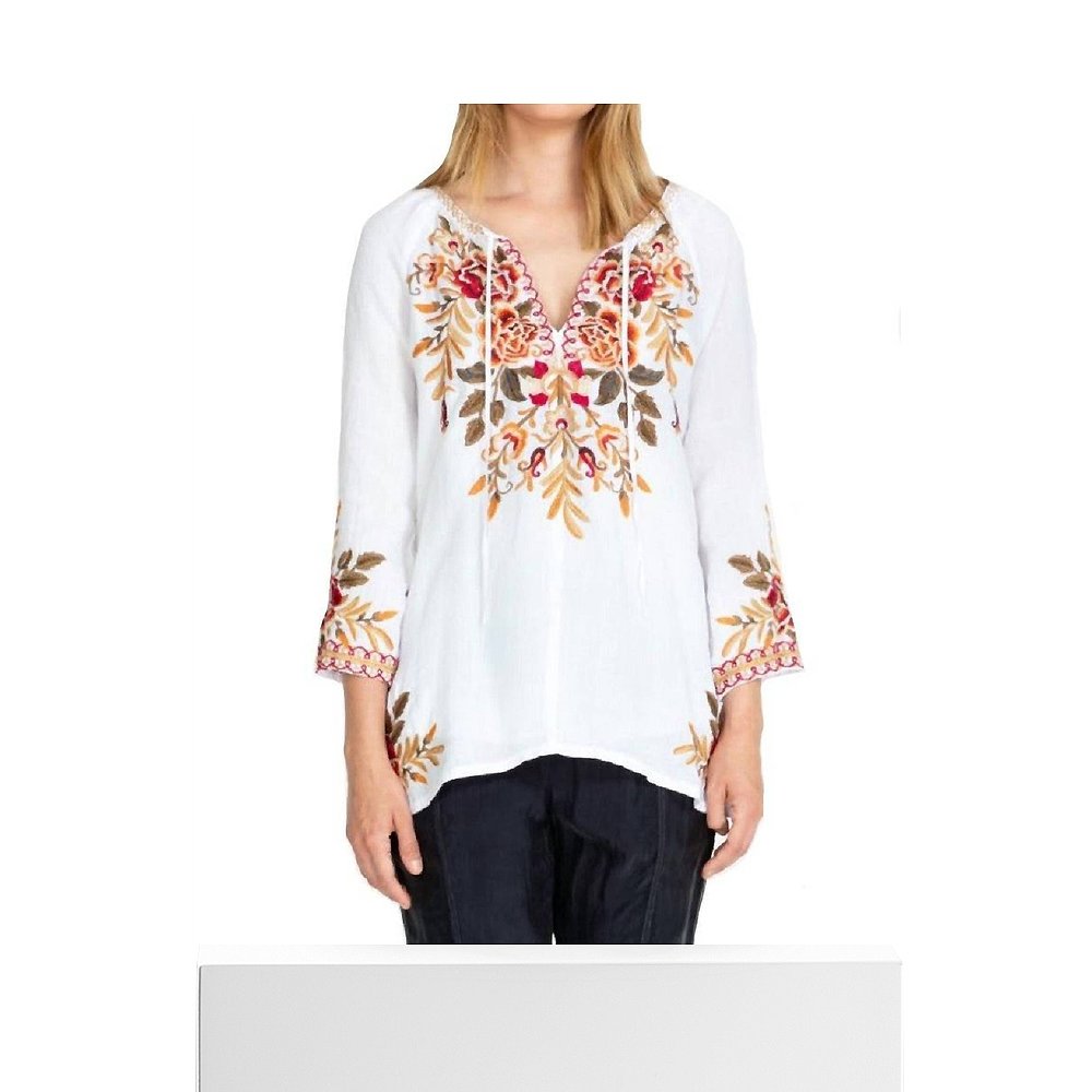 johnny wasCharlotte Peasant Blouse In White - white 【美国奥 - 图3