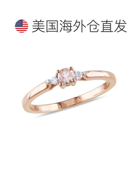 自营 Mimi & Max 玫瑰银圆形切割摩根石与钻石点缀戒指 - 粉色 美