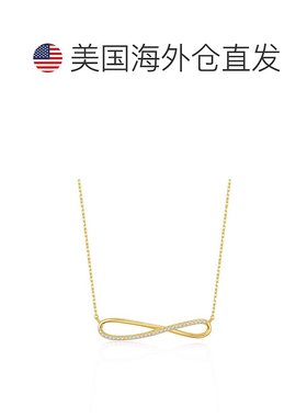 自营 genevive14k 镀金钻石立方氧化锆无限符号丝带吊坠项链 925