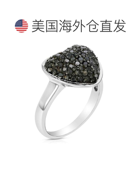自营 vir jewels 1 cttw 黑色钻石心形戒指 .925 纯银镀铑 - 银