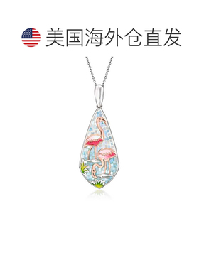 自营ross-simonsRoss Simons珍珠母和多色珐琅火烈鸟马赛克吊坠项