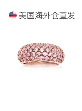 自营 Ross-Simons 14 克拉玫瑰金密镶粉色蓝宝石戒指 - 粉红色 美