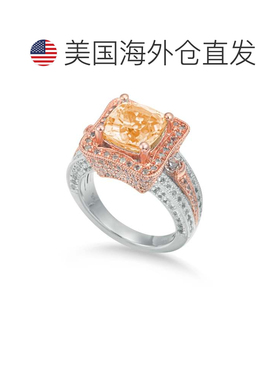自营Suzy Levian 双色纯银 5.57 克拉垫形切割橙色黄水晶戒指 -