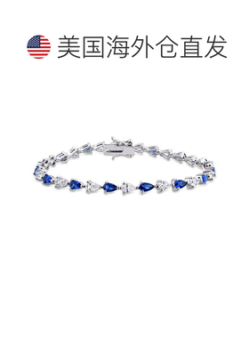 自营mimi & max10 1/2 CT TGW 梨形创造 925 纯银蓝色和白色蓝宝