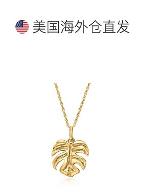 Ross-Simons 14 克拉金龟背竹叶子吊坠项链 - 16 英寸 【美国奥莱