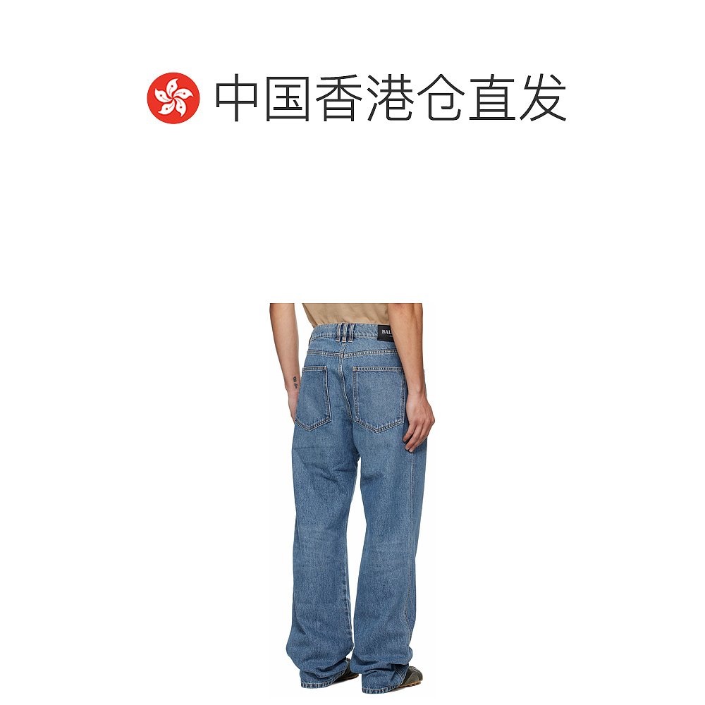 1h可退 香港直邮潮奢 Balmain 巴尔曼 男士 蓝色 Loose 牛仔裤 FH - 图1