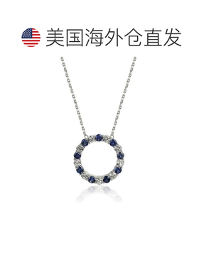 自营Suzy Levian 纯银蓝宝石和钻石口音交替圆形永恒项链 - 蓝色