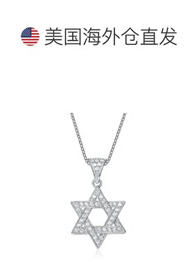 自营 geneviveGv C.z.纯银镀铑大卫之星吊坠 - 银 美国奥莱直发