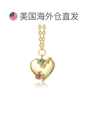 自营geneviveSterling Silver 14K Gold Plated with Green & Red