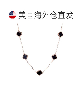 自营adornia14k Rose Gold Plated Black Flower Station Necklac