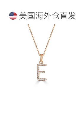 自营sabrina14k 玫瑰金和钻石初始项链 - 玫瑰 e 美国奥莱直发
