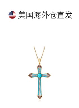 自营 ross-simons罗斯-西蒙斯绿松石、紫水晶和 .白色托帕石十字