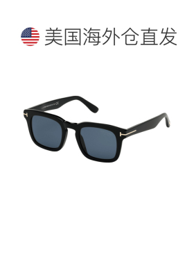 自营Tom Ford黑色醋酸方形蓝色男士太阳镜FT0751 01v 50-黑色 美