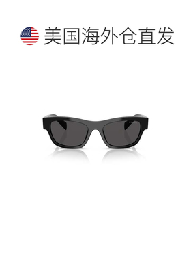 自营prada0pr B09s Bold Rectangular Frame Black Acetate Sungl