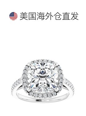 自营 pompeii3pompeii 33 1/2 克拉垫形莫桑石和实验室钻石订婚光