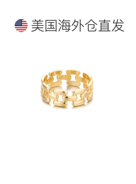 自营adornia14k Gold Plated Grid Pattern Band - gold 美国奥莱