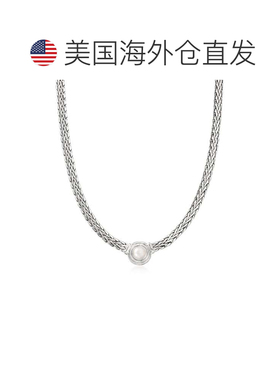 自营 925 纯银 Ross-Simons 8 毫米养殖珍珠扁平小麦链项链 - 20
