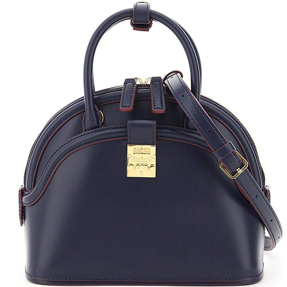 香港直发mcm女士深蓝色皮革贝壳包 天猫国际探物美国女士包袋