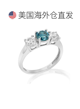 自营 vir jewels2 克拉 3 石蓝色和白色钻石订婚戒指 10K 白金 -