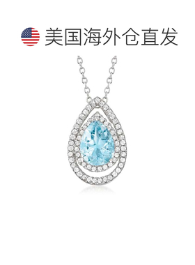 自营ross-simons罗斯-西蒙斯海蓝宝石和 . 925 纯银白色托帕石梨