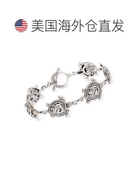 自营Ross-Simons 纯银海龟巴厘岛风格手链 - 7.5 英寸 美国奥莱直