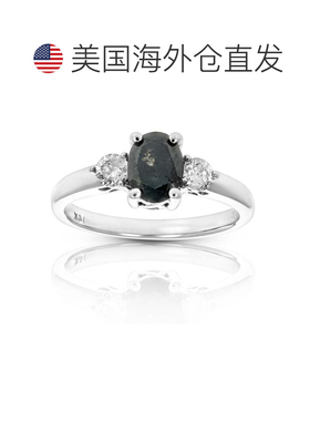 自营vir jewels1.93 克拉黑钻 3 石戒指 14K 白金订婚 - 白色 美