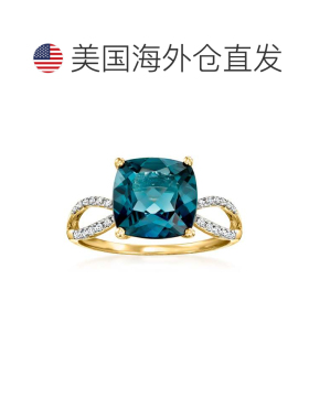自营 ross-simons罗斯-西蒙斯伦敦蓝托帕石和 . 14 克拉黄金钻石