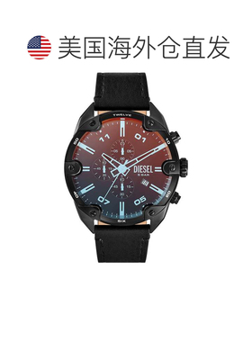 自营Diesel Men's Spiked 49mm Quartz Watch - black 美国奥莱直